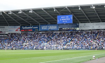020825 - Cardiff City v Peterborough United, EFL Sky Bet League 1 - Cardiff City fans watch as Cardiff City play their first match in EFL League One