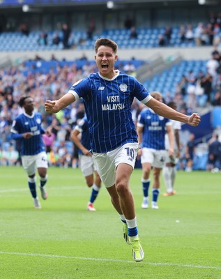 020825 - Cardiff City v Peterborough United, EFL Sky Bet League 1 -  Rubin Colwill of Cardiff City celebrates after scoring goal