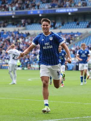 020825 - Cardiff City v Peterborough United, EFL Sky Bet League 1 -  Rubin Colwill of Cardiff City celebrates after scoring goal