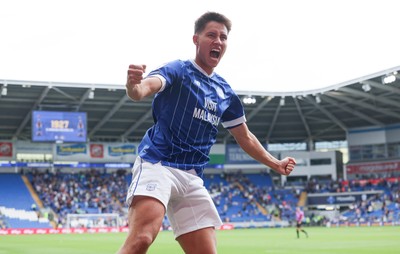 020825 - Cardiff City v Peterborough United, EFL Sky Bet League 1 -  Rubin Colwill of Cardiff City celebrates after scoring goal