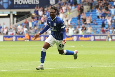 020825 - Cardiff City v Peterborough United, EFL Sky Bet League 1 -  Ronan Kpakio of Cardiff City celebrates after scoring the second goal