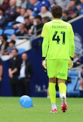 020825 - Cardiff City v Peterborough United, EFL Sky Bet League 1 -  Cardiff City fans release balloons printed with the hashtag TanOut, as a protest against owner Vincent Tan