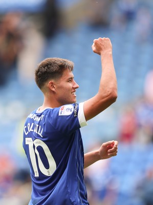 020825 - Cardiff City v Peterborough United, EFL Sky Bet League 1 - Rubin Colwill of Cardiff City celebrates at the end of the match