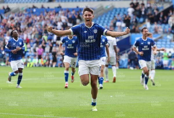 020825 - Cardiff City v Peterborough United, EFL Sky Bet League 1 -  Rubin Colwill of Cardiff City celebrates after scoring goal