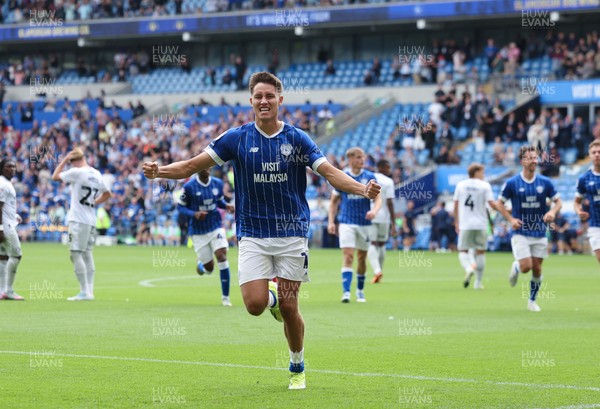 020825 - Cardiff City v Peterborough United, EFL Sky Bet League 1 -  Rubin Colwill of Cardiff City celebrates after scoring goal