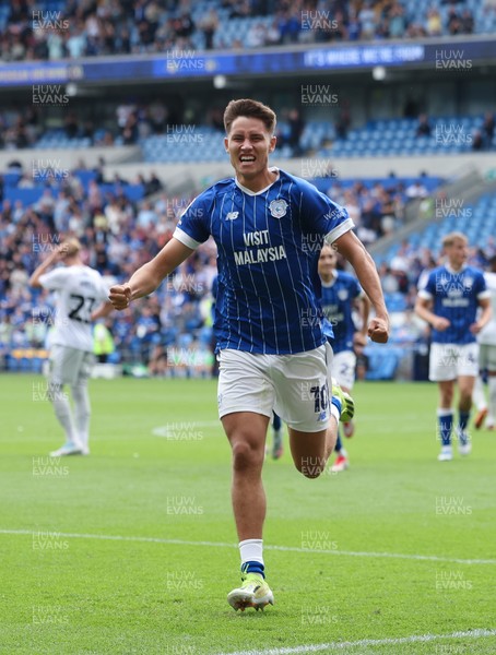 020825 - Cardiff City v Peterborough United, EFL Sky Bet League 1 -  Rubin Colwill of Cardiff City celebrates after scoring goal