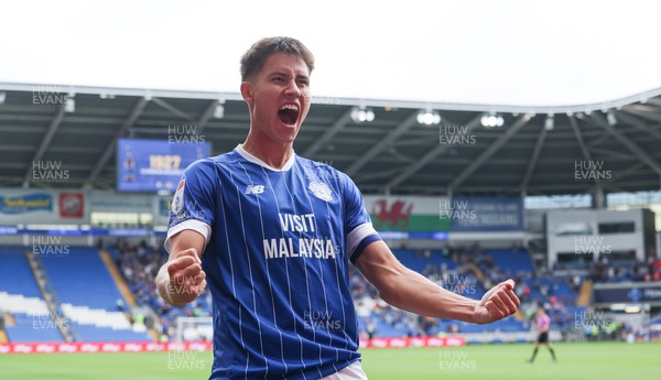 020825 - Cardiff City v Peterborough United, EFL Sky Bet League 1 -  Rubin Colwill of Cardiff City celebrates after scoring goal