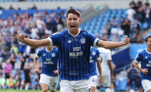 020825 - Cardiff City v Peterborough United, EFL Sky Bet League 1 -  Rubin Colwill of Cardiff City celebrates after scoring goal