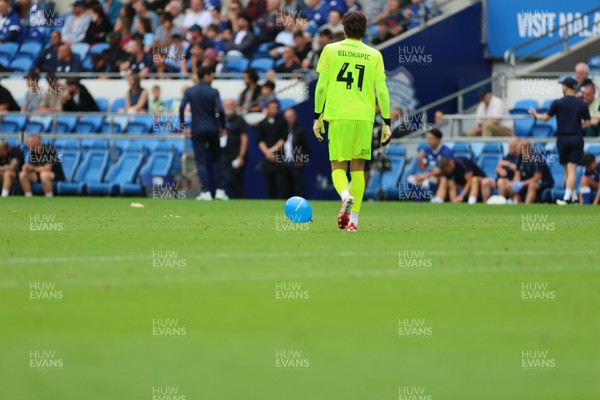 020825 - Cardiff City v Peterborough United, EFL Sky Bet League 1 -  Cardiff City fans release balloons printed with the hashtag TanOut, as a protest against owner Vincent Tan
