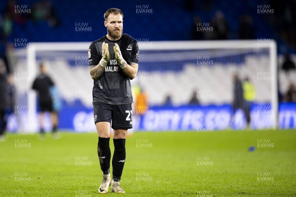 261223 - Cardiff City v Plymouth Argyle - Sky Bet Championship - Cardiff City goalkeeper Jak Alnwick applauds the fans at full time