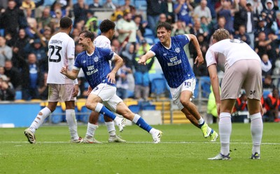 300825 - Cardiff City v Plymouth Argyle, SkyBet League One - Ryan Wintle of Cardiff City celebrates scoring a goal