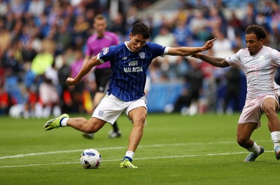 300825 - Cardiff City v Plymouth Argyle, SkyBet League One - Rubin Colwill of Cardiff City scores a goal in the second half