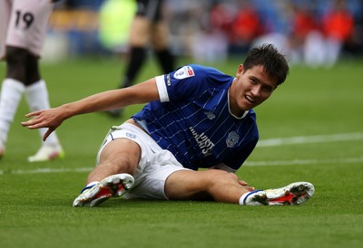 300825 - Cardiff City v Plymouth Argyle, SkyBet League One - Rubin Colwill of Cardiff City celebrates scoring a goal