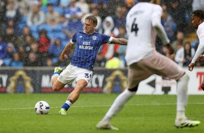300825 - Cardiff City v Plymouth Argyle, SkyBet League One - Isaak Davies of Cardiff City scores a goal