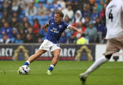 300825 - Cardiff City v Plymouth Argyle, SkyBet League One - Isaak Davies of Cardiff City scores a goal
