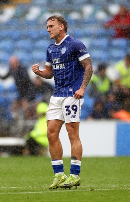 300825 - Cardiff City v Plymouth Argyle, SkyBet League One - Isaak Davies of Cardiff City celebrates scoring a goal in the second half making the score 4-0