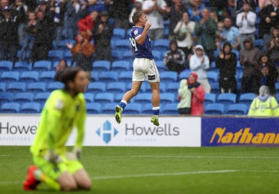 300825 - Cardiff City v Plymouth Argyle, SkyBet League One - Isaak Davies of Cardiff City celebrates scoring a goal in the second half making the score 4-0
