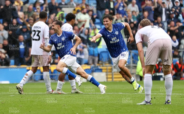 300825 - Cardiff City v Plymouth Argyle, SkyBet League One - Ryan Wintle of Cardiff City celebrates scoring a goal