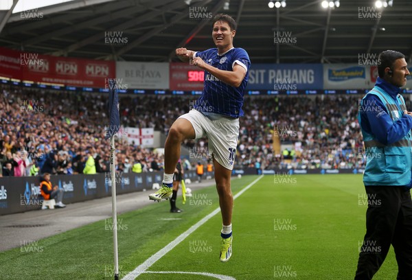 300825 - Cardiff City v Plymouth Argyle, SkyBet League One - Rubin Colwill of Cardiff City celebrates scoring a goal