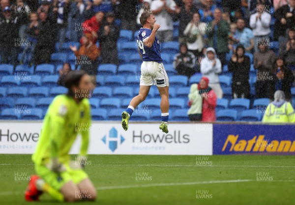 300825 - Cardiff City v Plymouth Argyle, SkyBet League One - Isaak Davies of Cardiff City celebrates scoring a goal in the second half making the score 4-0
