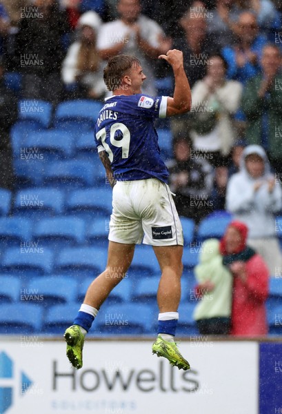 300825 - Cardiff City v Plymouth Argyle, SkyBet League One - Isaak Davies of Cardiff City celebrates scoring a goal in the second half making the score 4-0
