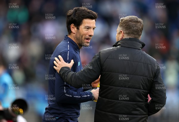 220426 - Cardiff City v Port Vale FC - SkyBet League One - Cardiff City Manager Brian Barry-Murphy and Port Vale Manager Jon Brady 