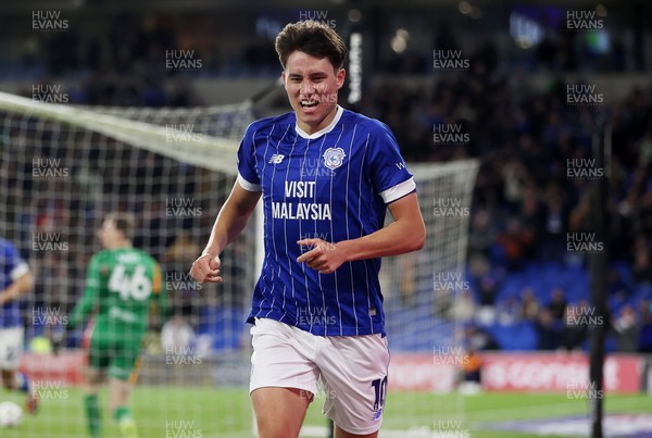 220426 - Cardiff City v Port Vale FC - SkyBet League One - Rubin Colwill of Cardiff City celebrates scoring a goal