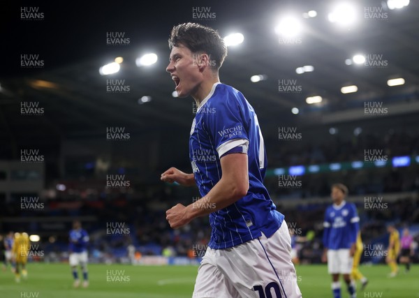 220426 - Cardiff City v Port Vale FC - SkyBet League One - Rubin Colwill of Cardiff City celebrates scoring a goal