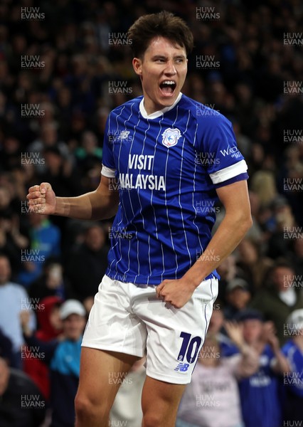 220426 - Cardiff City v Port Vale FC - SkyBet League One - Rubin Colwill of Cardiff City celebrates scoring a goal