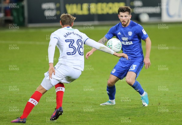 080817 - Cardiff City v Portsmouth, Carabao Cup, Round 1 - Matthew Kennedy of Cardiff City takes on Brandon Haunstrup of Portsmouth