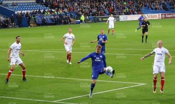 080817 - Cardiff City v Portsmouth, Carabao Cup, Round 1 - Danny Ward of Cardiff City controls the ball