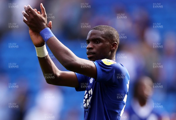 270822 - Cardiff City v Preston North End - SkyBet Championship - Andy Nkounkou of Cardiff City thanks fans at full time