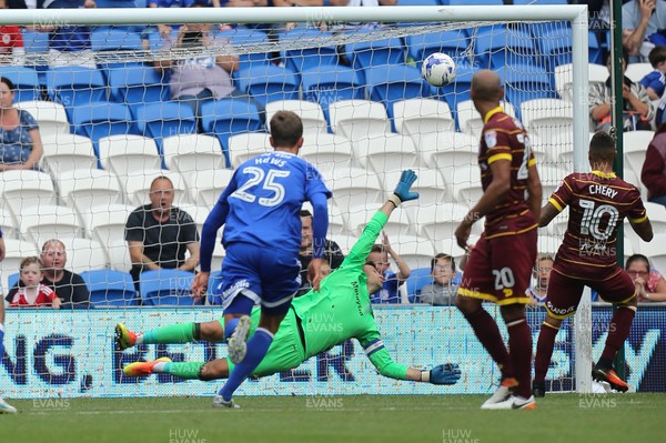 140816 - Cardiff City v Queens Park Rangers, Football League Championship - Tjarron Chery of Queens Park Rangers score the second goal from the penalty spot