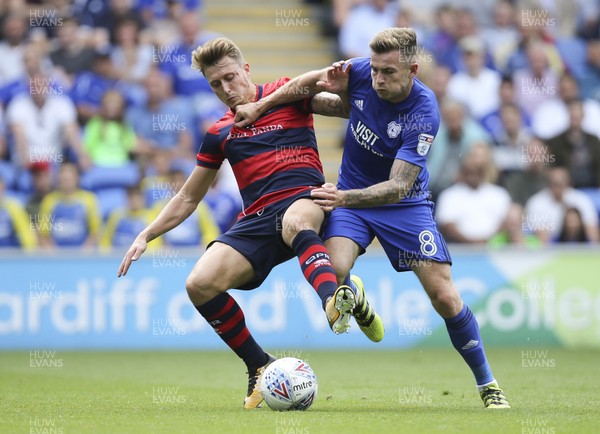 260817 - Cardiff City v Queens Park Rangers, Sky Bet Championship - Joe Ralls of Cardiff City is challenged by Luke Freeman of Queens Park Rangers