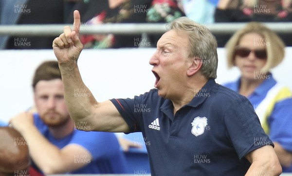 260817 - Cardiff City v Queens Park Rangers, Sky Bet Championship - Cardiff City manager Neil Warnock shouts instructions during the match