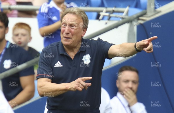 260817 - Cardiff City v Queens Park Rangers, Sky Bet Championship - Cardiff City manager Neil Warnock shouts instructions during the match
