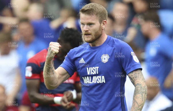 260817 - Cardiff City v Queens Park Rangers, Sky Bet Championship - Aron Gunnarsson of Cardiff City celebrates at the end of the match