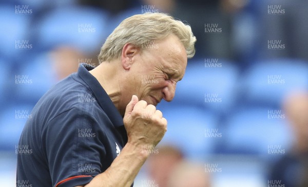 260817 - Cardiff City v Queens Park Rangers, Sky Bet Championship - Cardiff City manager Neil Warnock celebrates at the end of the match