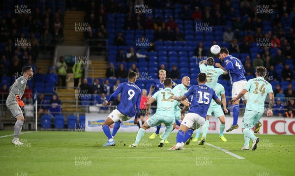 021019 - Cardiff City v Queens Park Rangers - SkyBet Championship - Sean Morrison of Cardiff City scores the first goal of the game