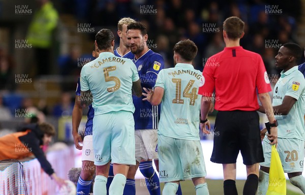 021019 - Cardiff City v Queens Park Rangers - SkyBet Championship - Tensions boil over between Geoff Cameron and Sean Morrison of Cardiff City