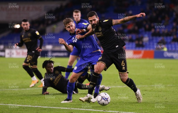031121 - Cardiff City v Queens Park Rangers, Sky Bet Championship - Will Vaulks of Cardiff City and Yoann Barbet of Queens Park Rangers compete for the ball