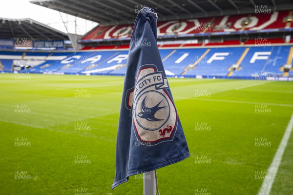120823 - Cardiff City v Queens Park Rangers - Sky Bet Championship - Cardiff City corner flag ahead of the match