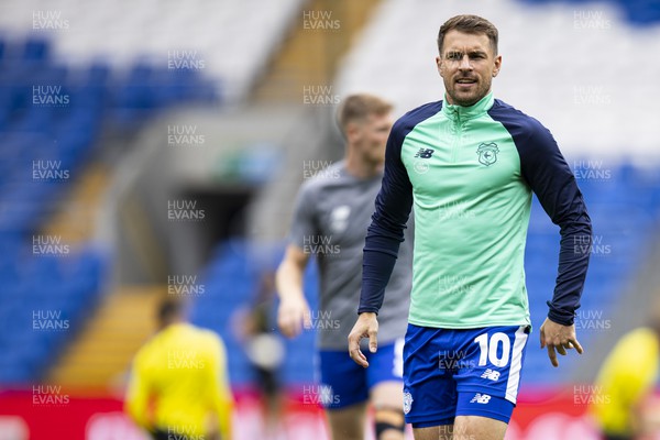 120823 - Cardiff City v Queens Park Rangers - Sky Bet Championship - Aaron Ramsey of Cardiff City during the warm up