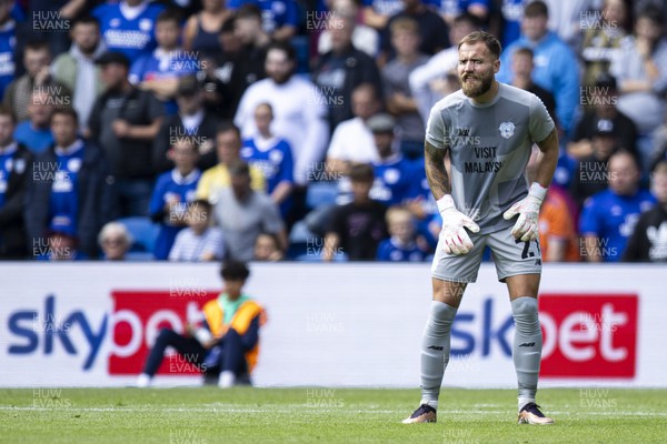 120823 - Cardiff City v Queens Park Rangers - Sky Bet Championship - Cardiff City goalkeeper Jak Alnwick in action