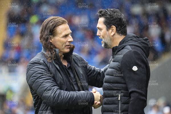 120823 - Cardiff City v Queens Park Rangers - Sky Bet Championship - Queens Park Rangers manager Gareth Ainsworth with Cardiff City manager Erol Bulut ahead of kick off