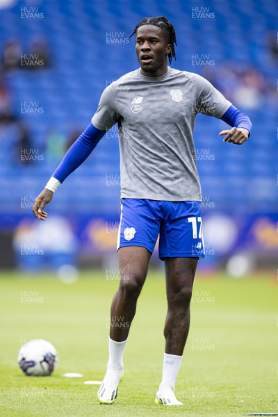 120823 - Cardiff City v Queens Park Rangers - Sky Bet Championship - Ike Ugbo of Cardiff City during the warm up