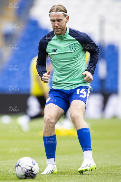 120823 - Cardiff City v Queens Park Rangers - Sky Bet Championship - Josh Bowler of Cardiff City during the warm up