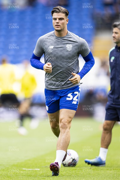 120823 - Cardiff City v Queens Park Rangers - Sky Bet Championship - Ollie Tanner of Cardiff City during the warm up