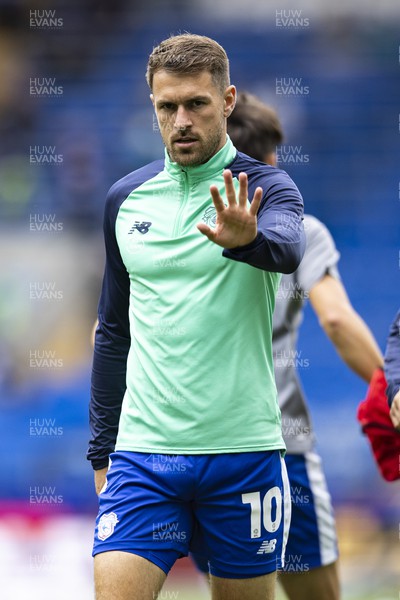 120823 - Cardiff City v Queens Park Rangers - Sky Bet Championship - Aaron Ramsey of Cardiff City during the warm up