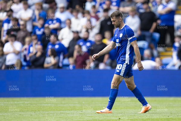 120823 - Cardiff City v Queens Park Rangers - Sky Bet Championship - Aaron Ramsey of Cardiff City reacts after his side concedes the first goal